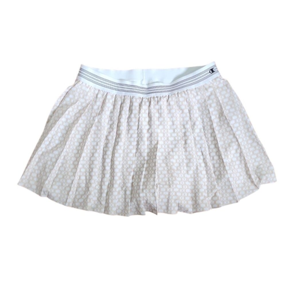 Champion Skort Womens Size XL White Tan Logo Pleated Pull On‎ Active Sports NWT